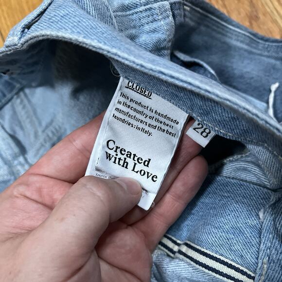 Closed Patchwork 2-Tone Denim High Rise Crop Jean Sz 28”x27” Cotton Italy Grunge - Picture 10 of 12